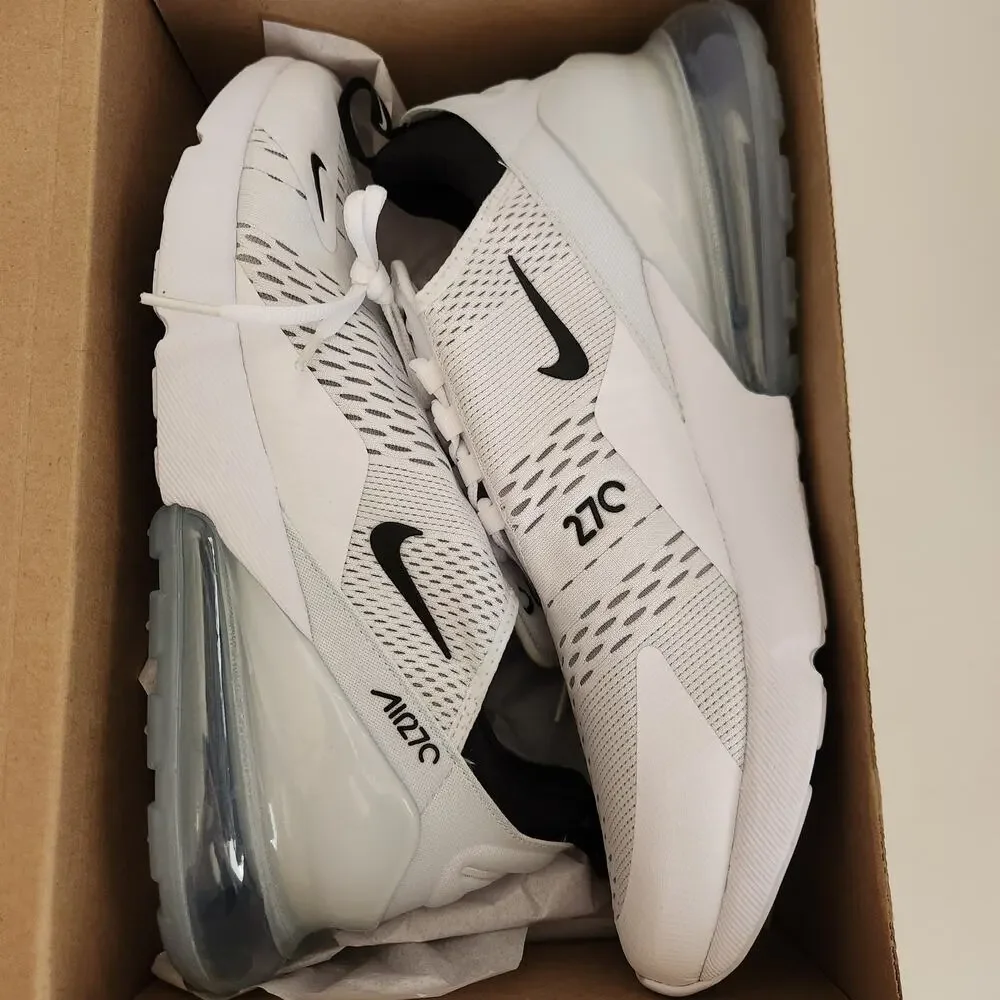 Nike Men's Air Max 270 Shoes, White/Black-White, 13